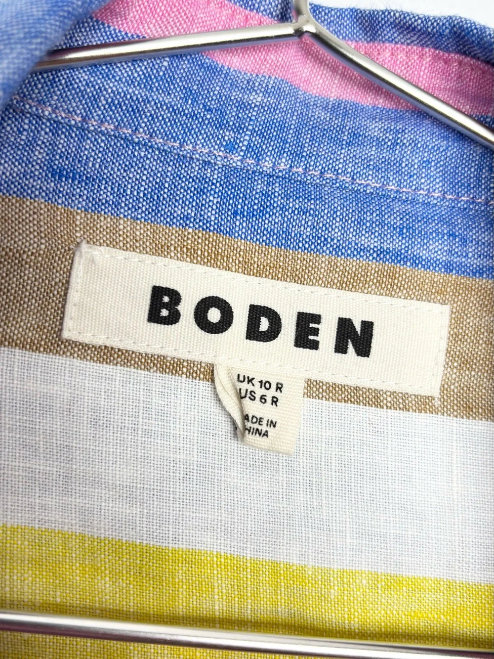 Boden Alexa Stripe Linen Maxi Shirt Dress Pink Multi Size 6R - Picture 9 of 16